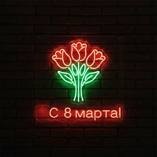 Неоновая вывеска «Букет цветов»